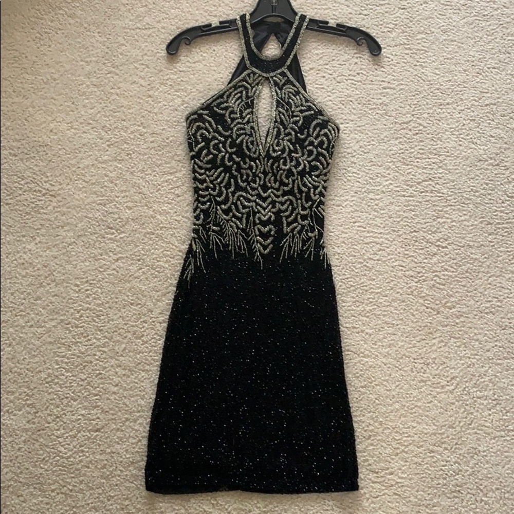 Beaded Black and Gold Semi Formal